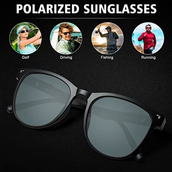 HOOMIL Polarized Sunglasses for Men Women,UV400 Protection TR90 Frame Classic Sunglasses for Driving Fishing