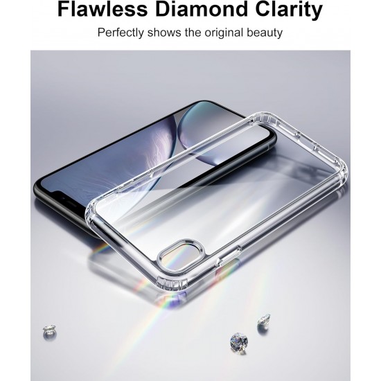 HOOMIL for iPhone XR Case Clear [Anti-Yellowing] Anti-Scratch Transparent Hard Back and Soft Edge [Military Grade Drop Protection] Shockproof Phone Cover - Crystal Clear