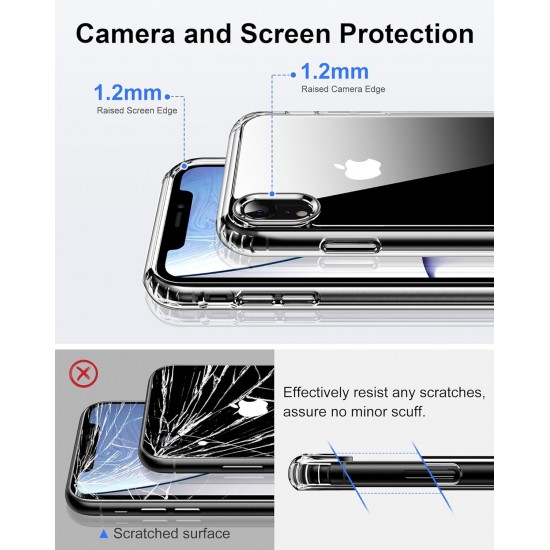 HOOMIL for iPhone XR Case Clear [Anti-Yellowing] Anti-Scratch Transparent Hard Back and Soft Edge [Military Grade Drop Protection] Shockproof Phone Cover - Crystal Clear