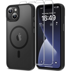 HOOMIL Magnetic Case for iPhone 13 6.1-Inch, with 2-Pack Tempered Glass Screen Protector, Compatible with Magsafe, 10FT Drop Resistant, Translucent Matte Back (Black) HOOMIL Magnetic Case for iPhone 13 6.1-Inch, with 2-Pack Tempered Glass Screen Protector, Compatible with Magsafe, 10FT Drop Resistant, Translucent Matte Back (Black)