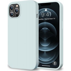 HOOMIL Case for iPhone 12 and iPhone 12 Pro 6.1-Inch, Silky-Soft Touch Silicone, Drop Protection, Anti-Scratch, Shockproof Phone Cover (Soft Microfiber Lining) - Sky Blue
