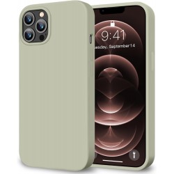 HOOMIL Case for iPhone 12 and iPhone 12 Pro 6.1-Inch, Silky-Soft Touch Silicone, Drop Protection, Anti-Scratch, Shockproof Phone Cover (Soft Microfiber Lining) - Light Gray