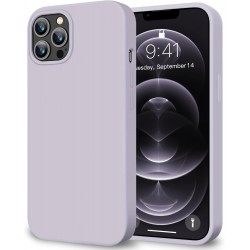 HOOMIL Case for iPhone 12 and iPhone 12 Pro 6.1-Inch, Silky-Soft Touch Silicone, Drop Protection, Anti-Scratch, Shockproof Phone Cover (Soft Microfiber Lining) - Light Purple