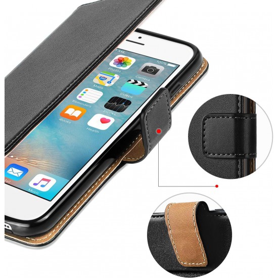 HOOMIL iPhone 6S Case, iPhone 6 Case, Leather Flip Wallet Cover for iPhone 6S/6 Phone Case (Black)