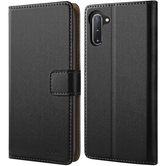 HOOMIL Case Compatible with Samsung Galaxy Note 10, Premium PU-Leather Flip Wallet Phone Case for Samsung Galaxy Note 10 Cover (NOT Fit for Samsung Note 10+), Black