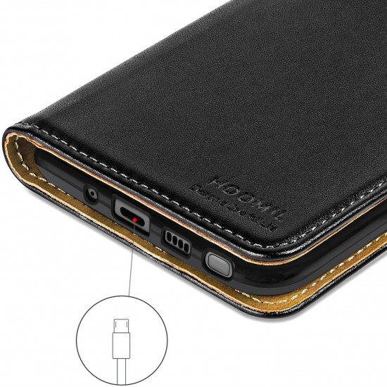 HOOMIL Case Compatible with Samsung Galaxy Note 10, Premium PU-Leather Flip Wallet Phone Case for Samsung Galaxy Note 10 Cover (NOT Fit for Samsung Note 10+), Black