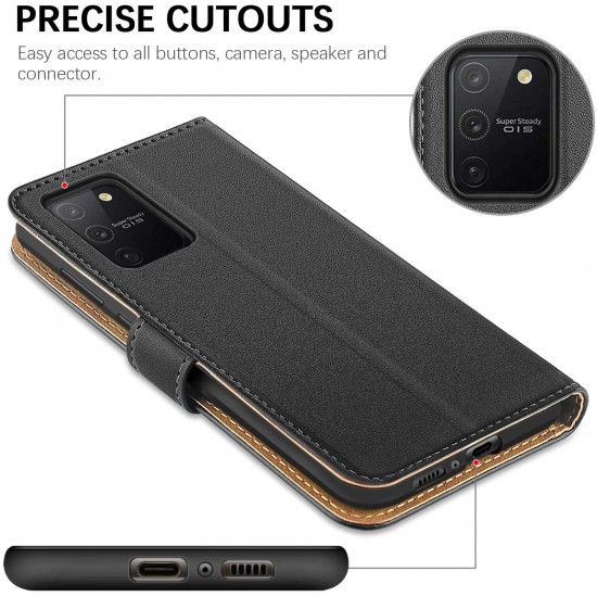 For Samsung S10 Lite Case, Samsung Galaxy S10 Lite Case, Premium PU-Leather Flip Wallet Phone Case for Samsung Galaxy S10 Lite Cover (Black)