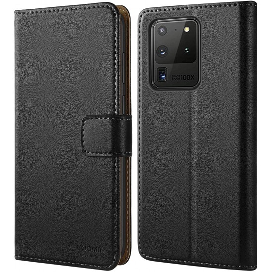 HOOMIL Wallet Case for Samsung Galaxy S20 Ultra, Premium PU Leather Flip Folio Case with Magnetic Clasp [Card Holder] [Kickstand] Shockproof Slim Phone Cover Compatible with S20 Ultra, Black