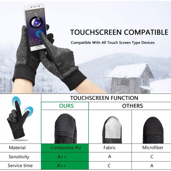 HOOMIL Winter Gloves for Men and Women, 2020 Classic Style Touchscreen Running Gloves Outdoor Sports Driving Cycling Windproof Warm Gloves