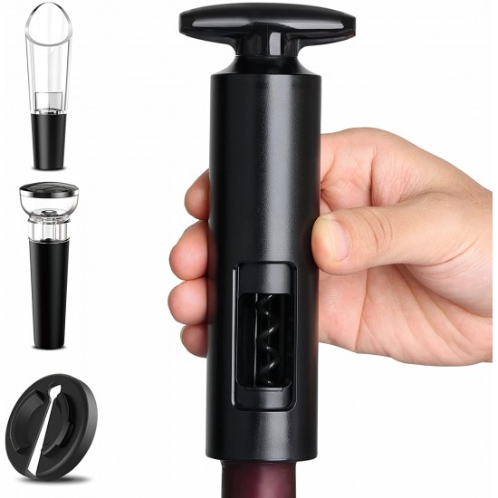 Hoomil Wine Bottle Opener Set, 4-Piece Wine Opener Set, Professional Corkscrew for Wine with Foil Cutter, Vacuum Wine Stopper and Wine Pourer Hoomil Wine Bottle Opener Set, 4-Piece Wine Opener Set, Professional Corkscrew for Wine with Foil Cutter, Vacuum Wine Stopper and Wine Pourer