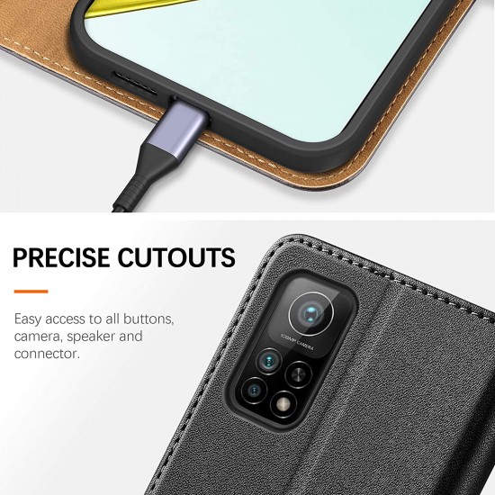 HOOMIL for Xiaomi Mi 10T 5G Case, Xiaomi Mi 10T Pro 5G Case Flip Leather Wallet Phone Case for Xiaomi Mi 10T 5G/Mi 10T Pro 5G Cover (Black)