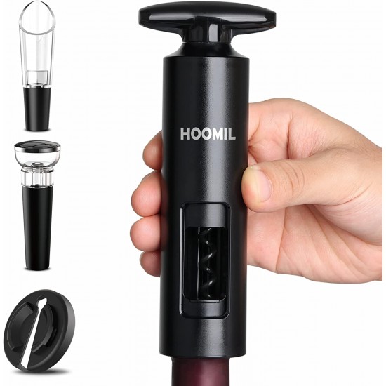 HOOMIL Wine Opener, Multifunctional 4-Piece Set, Manual Bottle Opener/Corkscrew, Vacuum Stopper, Pourer Spout and Foil Cutter HOOMIL Wine Opener, Multifunctional 4-Piece Set, Manual Bottle Opener/Corkscrew, Vacuum Stopper, Pourer Spout and Foil Cutter