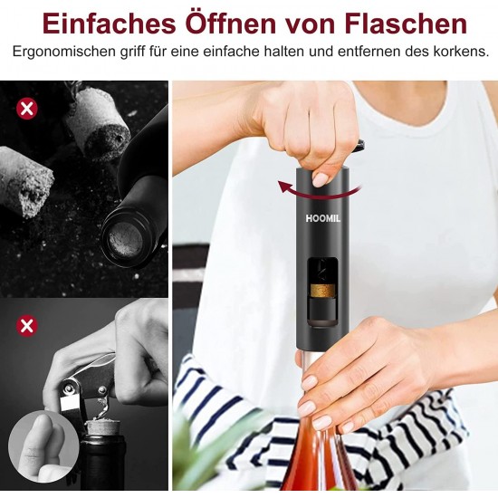 HOOMIL Wine Opener, Multifunctional 4-Piece Set, Manual Bottle Opener/Corkscrew, Vacuum Stopper, Pourer Spout and Foil Cutter HOOMIL Wine Opener, Multifunctional 4-Piece Set, Manual Bottle Opener/Corkscrew, Vacuum Stopper, Pourer Spout and Foil Cutter