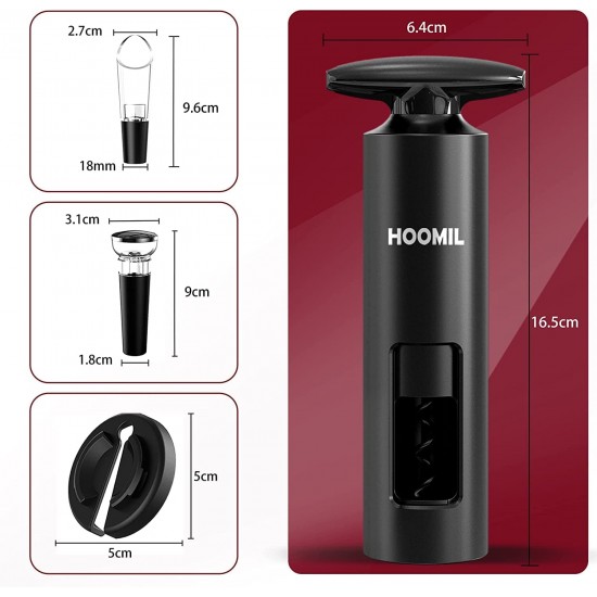 HOOMIL Wine Opener, Multifunctional 4-Piece Set, Manual Bottle Opener/Corkscrew, Vacuum Stopper, Pourer Spout and Foil Cutter HOOMIL Wine Opener, Multifunctional 4-Piece Set, Manual Bottle Opener/Corkscrew, Vacuum Stopper, Pourer Spout and Foil Cutter