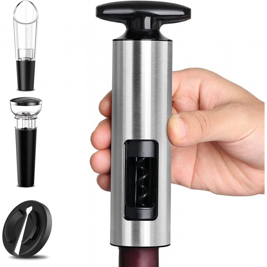 HOOMIL Wine Opener, Multifunctional 4-Piece Set, Manual Bottle Opener/Corkscrew, Vacuum Stopper, Pourer Spout and Foil Cutter HOOMIL Wine Opener, Multifunctional 4-Piece Set, Manual Bottle Opener/Corkscrew, Vacuum Stopper, Pourer Spout and Foil Cutter