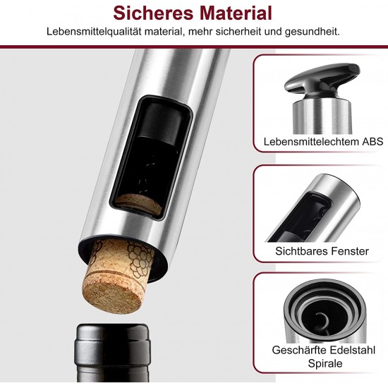 HOOMIL Wine Opener, Multifunctional 4-Piece Set, Manual Bottle Opener/Corkscrew, Vacuum Stopper, Pourer Spout and Foil Cutter HOOMIL Wine Opener, Multifunctional 4-Piece Set, Manual Bottle Opener/Corkscrew, Vacuum Stopper, Pourer Spout and Foil Cutter