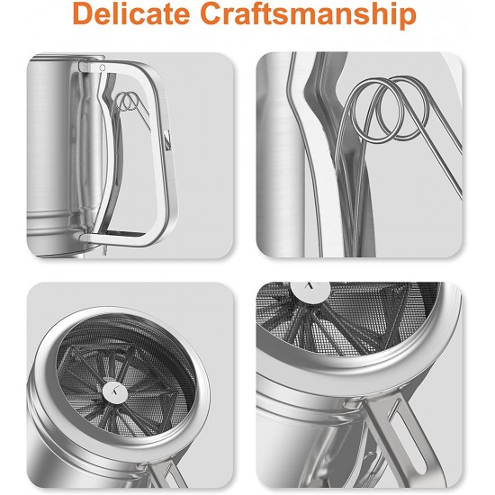 HOOMIL Flour Sifter, Baking Stainless Steel Flour Sieve Cup, 5 Cup with Hand Press Design, Mesh Crank Baking Sifter with 3 Layers Mesh Sieve Kitchen Cooking for Sugar, Flour and Coffee Powder HOOMIL Flour Sifter, Baking Stainless Steel Flour Sieve Cup, 5 Cup with Hand Press Design, Mesh Crank Baking Sifter with 3 Layers Mesh Sieve Kitchen Cooking for Sugar, Flour and Coffee Powder