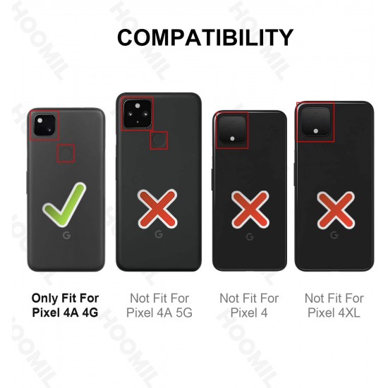 HOOMIL for Google Pixel 4A Case, Premium PU-Leather Flip Wallet Phone Case for Google Pixel 4A Cover (Black)