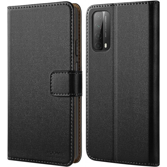 HOOMIL Huawei P Smart 2021 Case, Leather Flip Wallet Cover for Huawei P Smart 2021 Phone Case (Black)