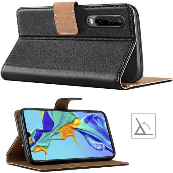 HOOMIL Huawei P30 Wallet Case with Card Slots, Premium PU-Leather Flip Cover Compatible with Huawei P30, Black