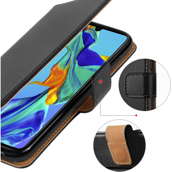 HOOMIL Huawei P30 Wallet Case with Card Slots, Premium PU-Leather Flip Cover Compatible with Huawei P30, Black