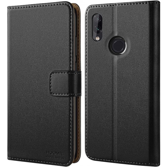 HOOMIL Compatible with Xiaomi Redmi 7 Case, Redmi 7 Case, Premium PU Leather Flip Wallet Phone Case for Xiaomi Redmi 7 Cover (Black)