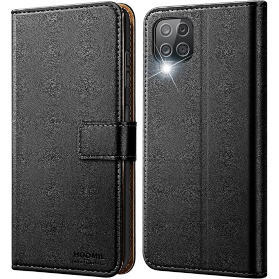 HOOMIL for Samsung Galaxy A12 Case with Wallet Flip Cover for Samsung A12 Phone Case - Black