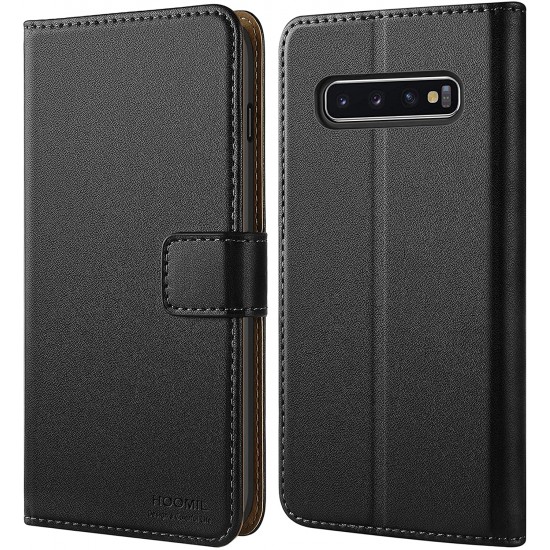 HOOMIL Samsung S10 Plus Case, Samsung Galaxy S10 Plus Case, Leather Flip Wallet Cover for Samsung Galaxy S10 Plus Phone Case (Black)