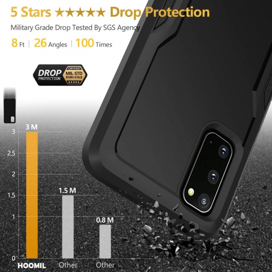 HOOMIL Shockproof Designed for Samsung S20 Case, [Military Grade Drop Protection] Rugged Hard Cover Phone Case for Samsung Galaxy S20 - Black