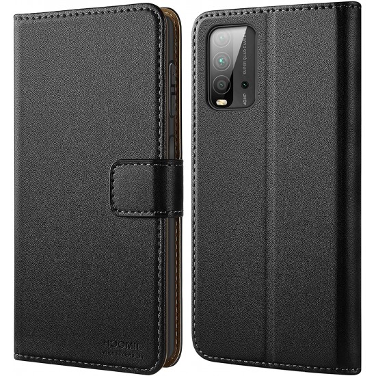 HOOMIL for Xiaomi Redmi 9T Case, Flip Leather Wallet Phone Case for Xiaomi Redmi 9T Cover (Black)